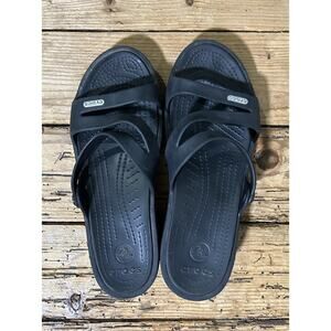 Crocs Women's Size 8 Black Kadee II Strappy Sandal Slides